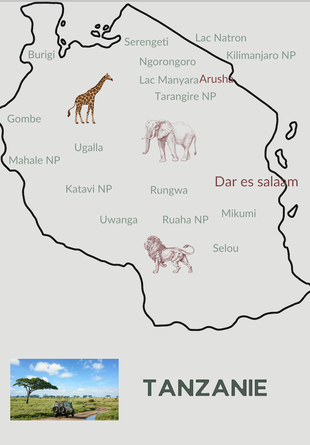 Carte parcs Tanzanie